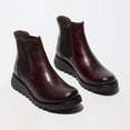 thumbnail image 3 of Fly London Womens Red SALV Chelsea Leather Ankle Casual Wedge Heel Boots, 3 of 5
