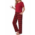 thumbnail image 3 of Weekease Two Piece Pajama Sets for Women Crew Neck Short Sleeve Tops and Printed Pant Casual Sleepwear, 3 of 7