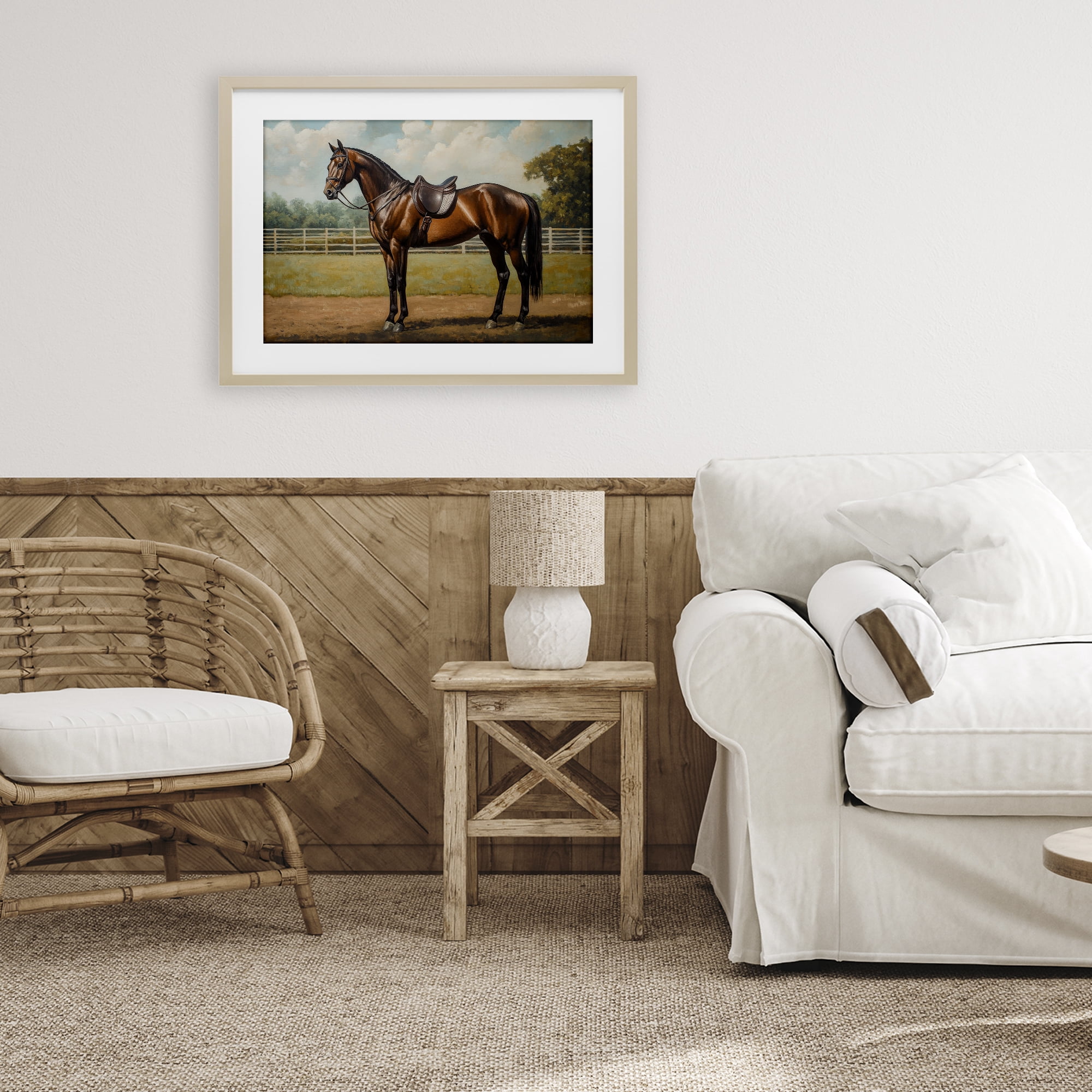 Stupell Industries Saddled & Ready For The Show Birch Framed Print Under Glass, design by Petal Prints Design