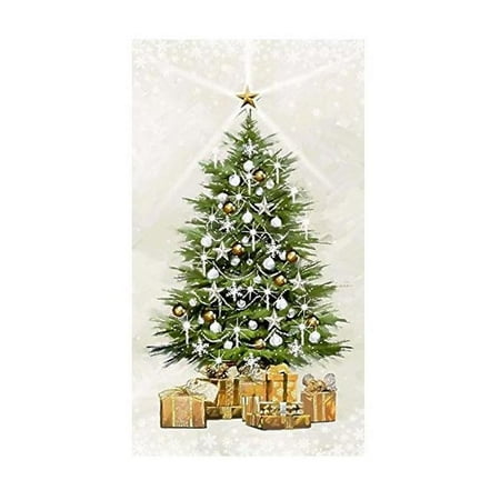 Twinkle Christmas Tree White Christmas~Christmas Tree Panel With Twinkle Lights By Northcott 24'' x 44'' Cotton Fabric ()