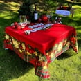 thumbnail image 3 of Christmas Red Table Cloth Square - 60x60 inch - Water Resistant Holiday Decorative Print New Year''s Eve Cloth Tablecloth -Table Covering for Party, Kitchen, Dining Room, 3 of 8