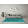 thumbnail image 3 of Ahgly Company Machine Washable Indoor Rectangle Oriental Turquoise Blue Industrial Area Rugs, 5' x 7', 3 of 4
