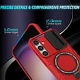 thumbnail image 4 of Rugged Hard Back Cover for Samsung Galaxy S24+, Raised Camera Slider Protection, Rotatable Kickstand, Wireless Charging Case - Red, 4 of 8