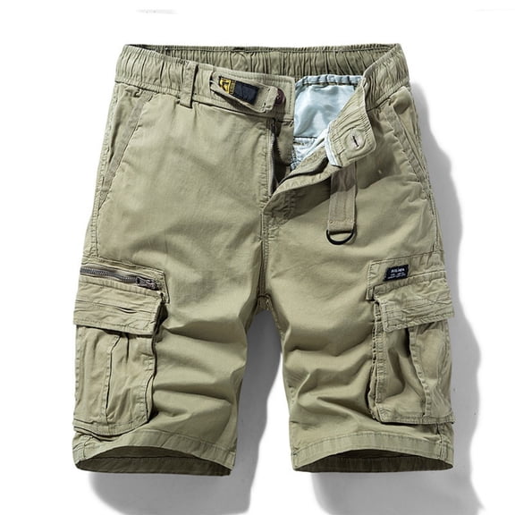 LYMAYTER‌ Casual Cargo Shorts Men's Elastic Waist Summer Workwear Relaxed Fit Utility Pockets Durable 29-40