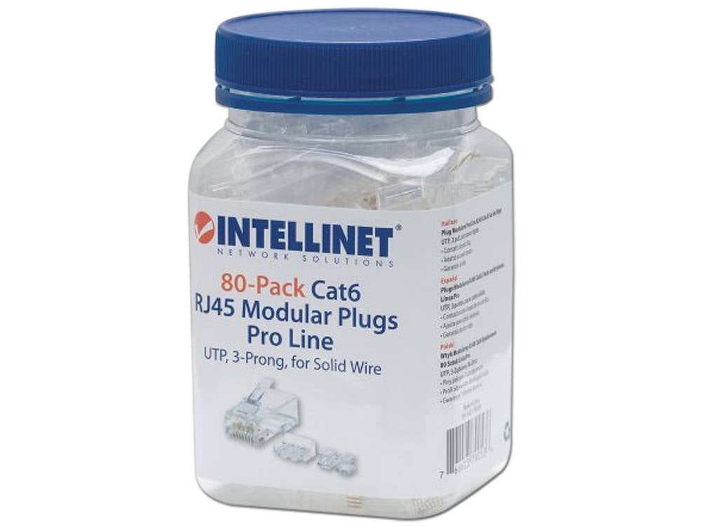 Plugs RJ-45 Intellinet, Cat6, UTP, bote con 80 piezas. INTELLINET ...