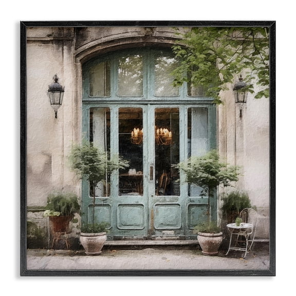 Stupell Industries Traditional Sage French Doors Black Framed Giclee Art, 17 x 17, by Riley B