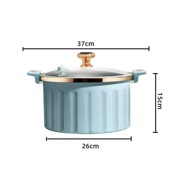 Micro Pressure Cooker 8 L Non-stick Enamel Pot for Induction and Gas Stoves with Double Handles and Transparent Lid