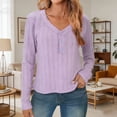 thumbnail image 3 of Mittory Women's Eyelet V-Neck Blouse, Cotton Blend Half-Button Top - Breathable Dressy Casual Shirt with Hollow Out Detail, 3 of 8