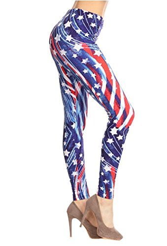 Patriotic Stars Abstract Swirls American Flag Inspired Leggings ...