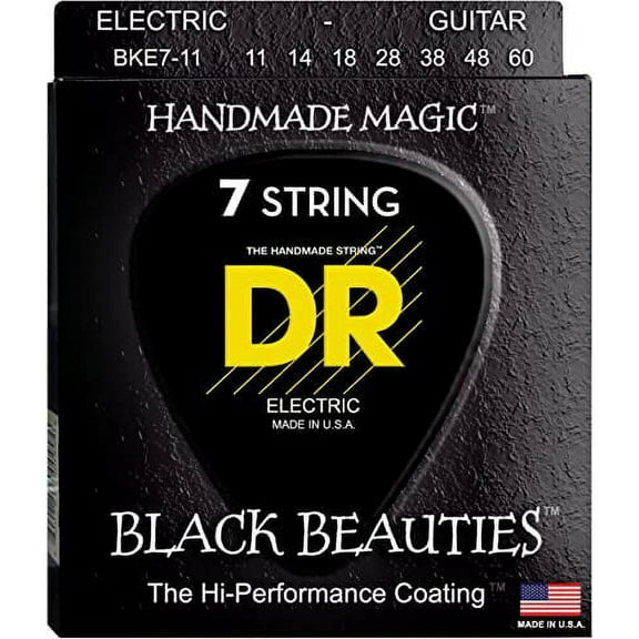 DR Strings BLACK BEAUTIES Black Coated Heavy 7-String Electric Guitar Strings (11-60)