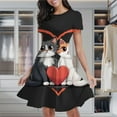 thumbnail image 2 of Cute Cats Heart Design Women's Classic Swing Skater Dress Casual Work Party Cocktail Dresses, 2 of 6