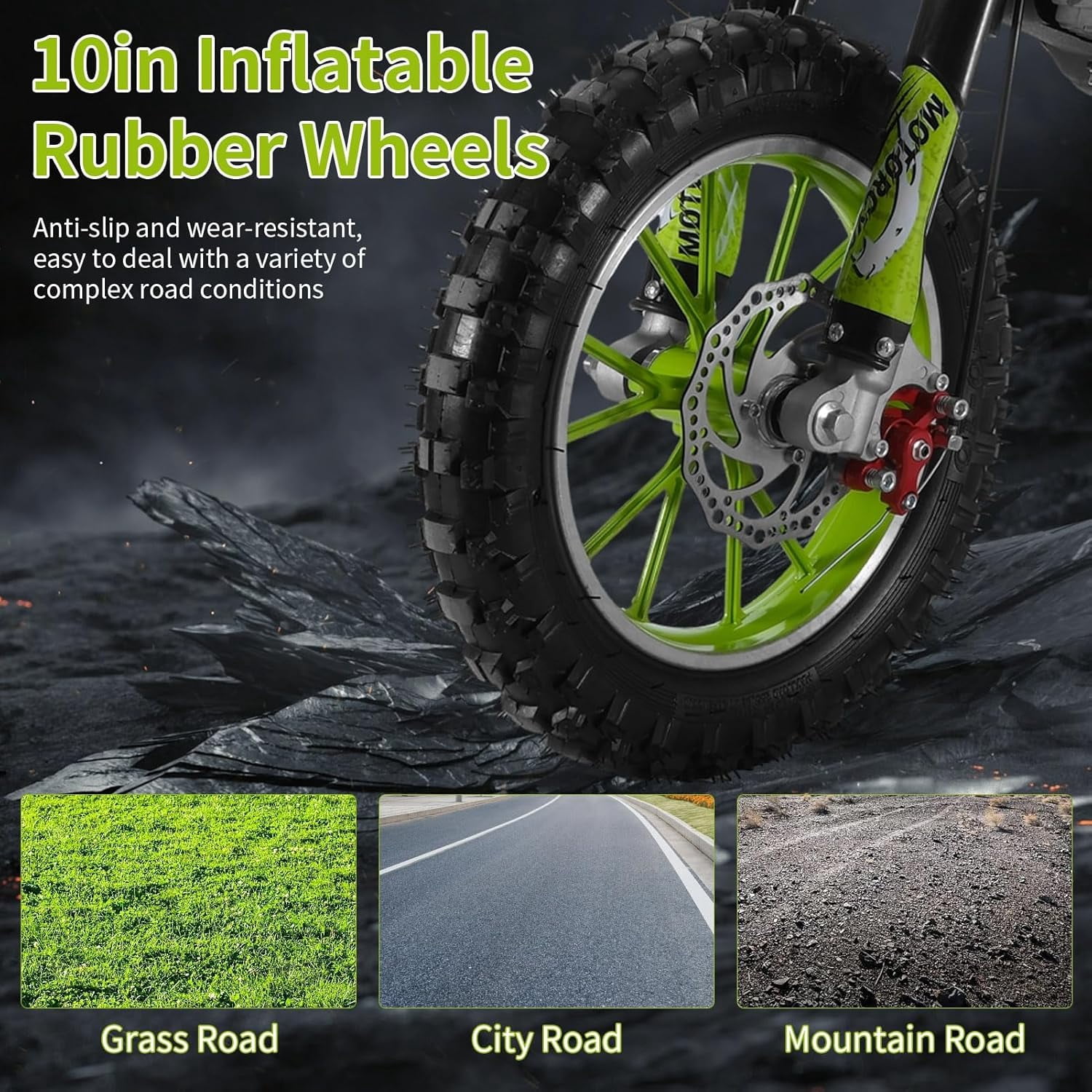 49CC Gas Dirt Bike with 30KM/H Speed, 10-Inch Off-Road Tires & Dual Disc Brakes, 150kg Capacity 2-Stroke Mini Motorcycle for Youth Beginner Riding.