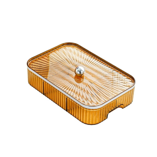Platos para servir divididos con 6 compartimentos Platos decorativos para dulces y frutos secos Snack ámbar