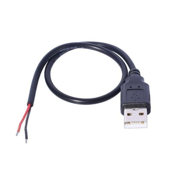 USB Power Pigtail Cable USB Male to 2 Pin Bare Wire Open End Power Pigtail Cord for LED Fan Camera Accessories