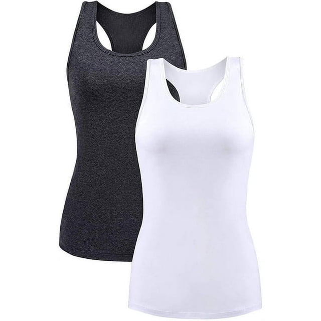 Precio reducidoCharmoCharmo Camisola de algodón para mujer, sujetador con plataforma, camiseta sin mangas, camisetas interiores elásticas, paquete de 2 L