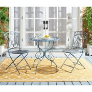 SAFAVIEH Semly Rustic Outdoor Patio 3 Pc Bistro Set, Antique Blue