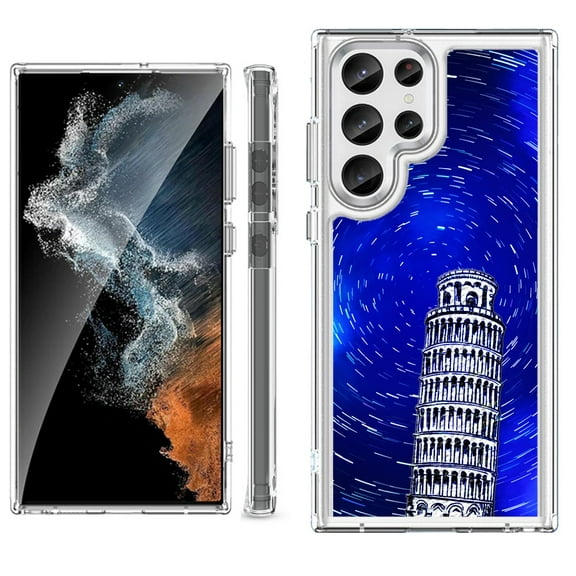 Shockproof Bumper Phone Case for Samsung Galaxy S23 Ultra 5G, by OneToughShield ® - Tower of Pisa