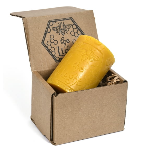 BeeTheLight Beeswax Pillar Candle (2.7" x 3.4") - Smokeless Unscented Candle - 54 Hours Burn Time - Natural & 100% Pure Beeswax Candle - Handmade Decorative Pillar Candle (Natural Yellow, Medium)