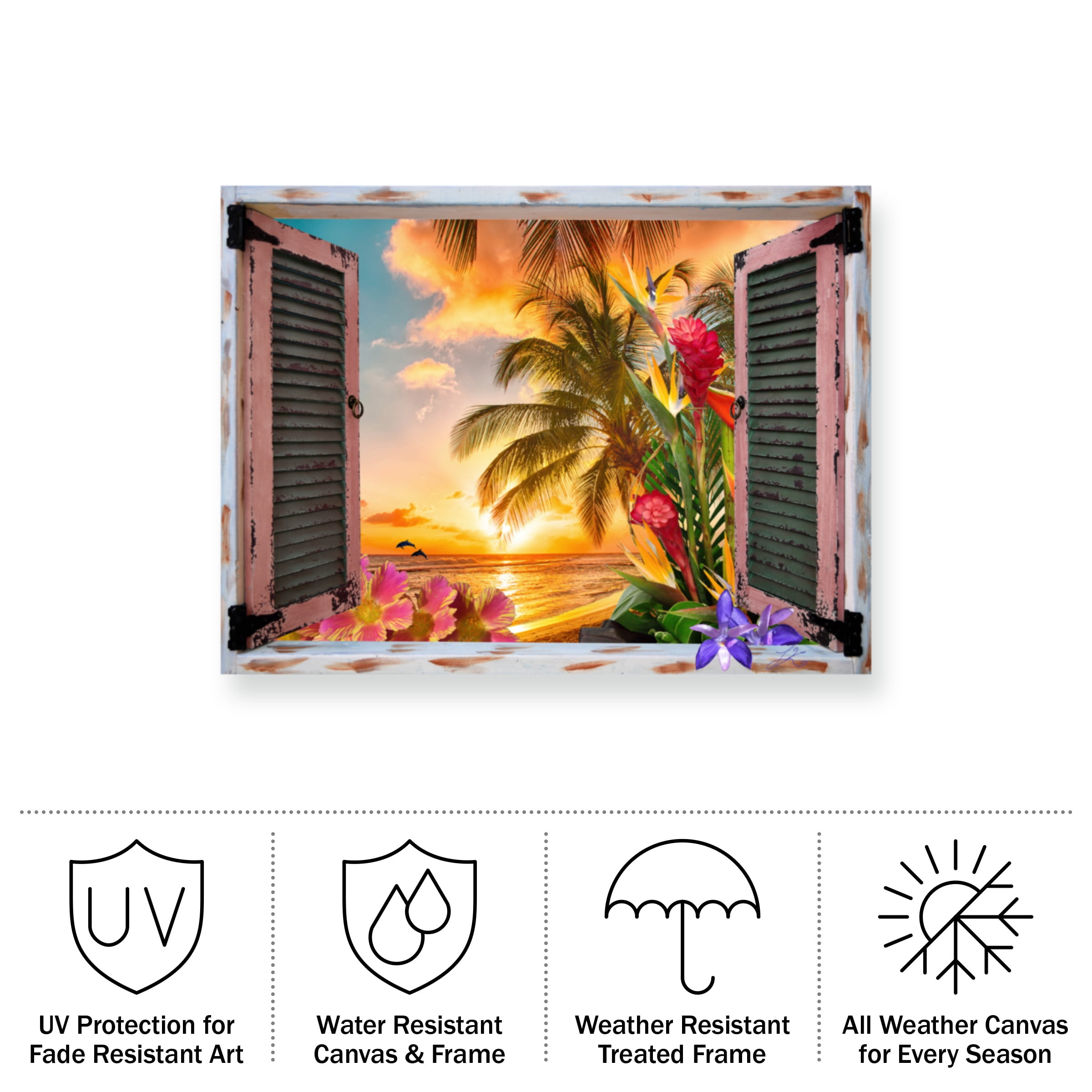 Leo Kelly 'Tropical Window to Paradise II' Outdoor All-Weather Wall Decor
