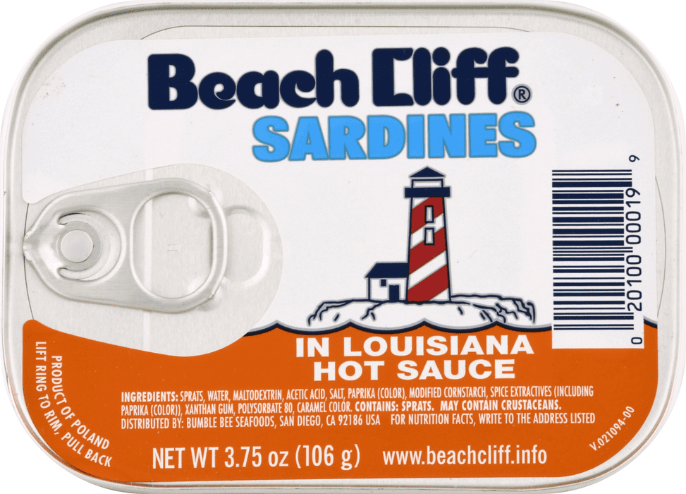 Beach Cliff Sardines in Louisiana Hot Sauce