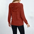 thumbnail image 5 of Otntypg Fashion Women Hoodie Sweater Tops Lightweight Casual Fall Spring Long Sleeve Ribbed Knit Drawstring Button V Neck Hooded Pullover Sweatshirts with Pockets Red S, 5 of 7
