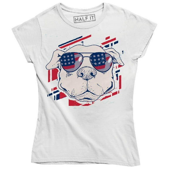 Cool American Dog Funny Dog Wearing Sunglasses United States Flag T-Shirt