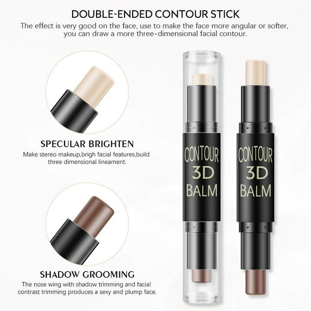 6 Colors Dual-ended Highlight & Contour Stick Make up Concealer Kit for 3D  Face Shaping Body Shaping Make up Set 3PCs-6.2g/per 