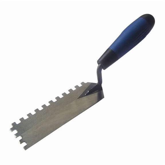Westward Notched Trowel, 2-Sided, 6x2, Stl, Soft-Grip 13A580