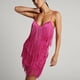 thumbnail image 4 of Puntoco Vestidos Mujer Verano Fiesta De Mujer Sexy Fiesta De Graduación Moda V-Cuello Con Cordones Manga Larga Sólido Lentejuelas Borla Espalda Abierta Falda Corta Vestido, 4 of 6