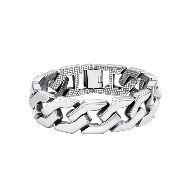 Pulsera de cadena cubana PROSTEEL 16 mm para hombres Acero inoxidable Hip Pop 7.4 pulgadas