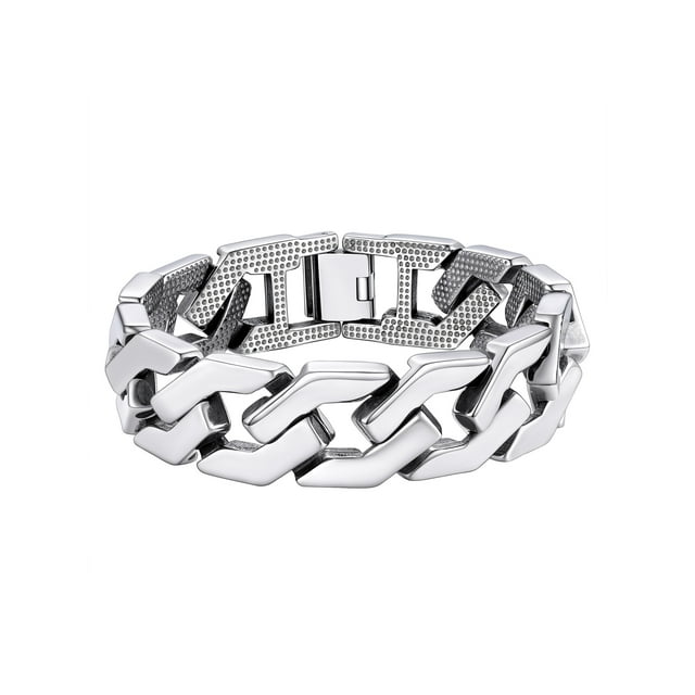 Pulsera de cadena cubana PROSTEEL 16 mm para hombres Acero inoxidable Hip Pop 7.4 pulgadas