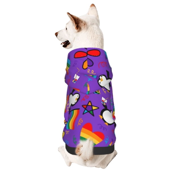 Balery Rainbow Lgbt Penguin Sudadera con Capucha para Perros Pequeños – Ropa para Mascotas, Disfraz para Perros y Gatos, Ideal para Fiestas y Cosplay-Small