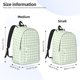 thumbnail image 2 of Disketp Pistachio Green Checkboard print Canvas Backpack Lightweight Travel Daypack Student Rucksack Laptop Backpack-Small, 2 of 5