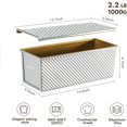 thumbnail image 6 of Commercial Pullman Loaf Pan with Lid 2.2 lb Dough Capacity Non-Stick Bakeware for Baking Bread Corrugated Bread Toast Box Mold Extra Large Loaf Pan Silver 2 pcs, 6 of 7
