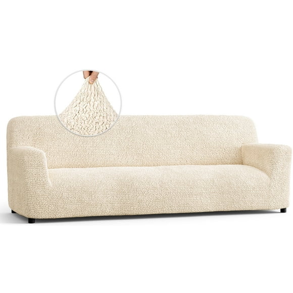 PAULATO BY GA.I.CO. Sofa Slipcover - Stretch Couch Cover - Stylish Cushion Sofa Cover - Soft Polyester Fabric Slip Cover - 1-Piece Form Fit Washable Protector for Pet - Microfibra Collection - Cream