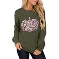 thumbnail image 1 of Chandail en Molleton Drôle Citrouille Halloween pour Femmes, Chandail Graphique Léopard, Manches Longues, Col Rond, T-Shirt, 1 of 3