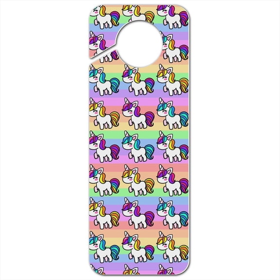 Cute Kawaii Unicorns Pattern Plastic Door Knob Hanger Sign