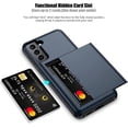 thumbnail image 2 of for Samsung S21 Case with Card Holder 5G 6.2 inch Dual Layer Heavy Duty Protective Galaxy S21 Case Hidden Card Slot Slim Wallet Case for Samsung S21(Blue), 2 of 14