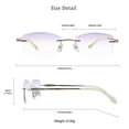 thumbnail image 3 of VisionGlobal Pure Titanium Frame for men/women Blue Light Blocking,Hand-set Diamond Fashion Glasses (Champagne Purple, +2.50 Magnification), 3 of 5