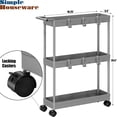 thumbnail image 3 of Carrito de almacenamiento Simple Houseware de 3 niveles, delgado y estrecho, gris, 3 of 9