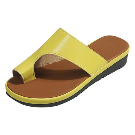

Zanvin Womens Sandals Clearance Women Dressy Comfy Platform Casual Shoes Summer Beach Travel Slipper Flip Flops Yellow 39