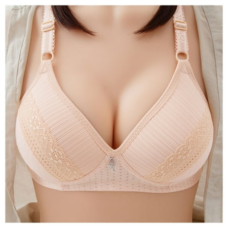 

CAICJ98 Lingerie for Women Womens No Steel Ring French Underwear Open Back Beautiful Bra Summer Ultra Thin Bud Pack of Bras for (Beige 38)