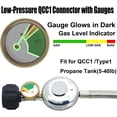 thumbnail image 5 of Upgraded 6 FT Stainless Braided Propane Regulator Hose with Gauge, QCC1 Propane Adapter Hose Regulator for 20lb Tank with Elbow Adaptor, Replacement Part for Blackstone Weber LP Gas Grill Heater, 5 of 7