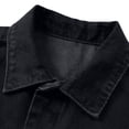 thumbnail image 4 of Men's Loose Fit Lapel Collar Denim Trucker Jacket Button Down, Multi Pocket No Hood Casual Jean Coat for Fall Winter Street Wear Black-A, 4 of 6