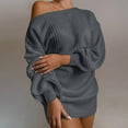 thumbnail image 2 of gakvbuo Off Shoulder Sweater Dress For Women Fall Fashion 2023 Oversized Knit Dress Chunky Pullover Jumper Long Sleeve Crewneck Sexy Loose Pullover Knit Sweater Tops, 2 of 4