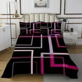 thumbnail image 1 of YST Abstract Geometry Queen Coverlet Set Rectangle Square Bedding Set, Black and Pink Bedspread Set Modern Minimalism Quilt Set, Aesthetic Bed Quilt Girls Room Decorations, 1 of 5