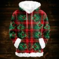 thumbnail image 2 of Hoodies For Women Oversized Winter Plush Cute Sweatshirts Pullover Trendy Fall Winter Clothes, Christmas Print Flannel Hoodie, Comfortable and Warm,Army Green,S, 2 of 5
