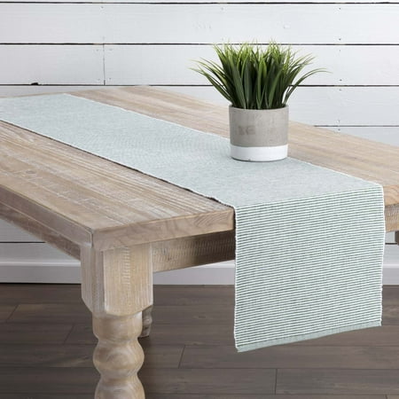 Basil Green Farmhouse Tabletop Kitchen Ashton Cotton Striped Rectangle 13x72 Runner