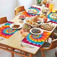 thumbnail image 2 of Colorful Rainbow Tie Dye Spiral Pattern Summer Placemats Table Placemats Set Of 4-Linen Kitchen Washable Placemats Table Mats 11.8"x17.7" Non-Slip Heat Resistant, 2 of 6