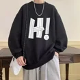 thumbnail image 3 of Sudadera con capucha y cuello redondo con gráfico blanco para hombre, sin capucha, cuello redondo, estilo hip hop, ropa para hombre, jersey sencillo, holgado, de lujo, para otoño, 3 of 5